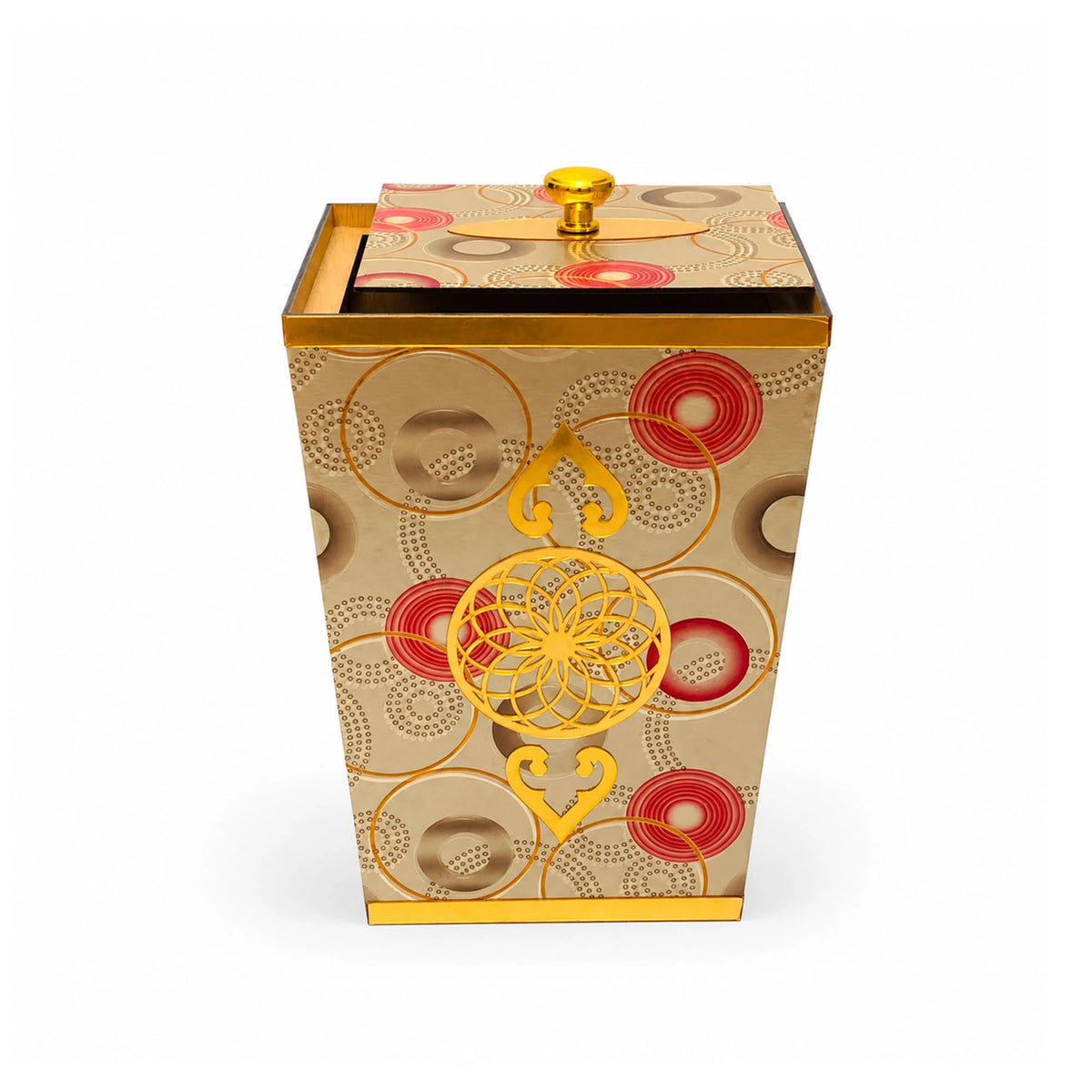 Luxury 2-Piece Home Decor Set | Elegant Dustbin & Matching Tissue Box Holder with Gold Accents