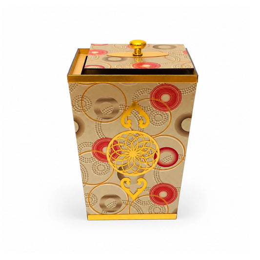 Luxury 2-Piece Home Decor Set | Elegant Dustbin & Matching Tissue Box Holder with Gold Accents