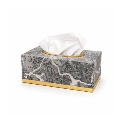 Aesthetic Dustbin & Tissue Box Set with Golden Acrylic Work | Luxury Decor