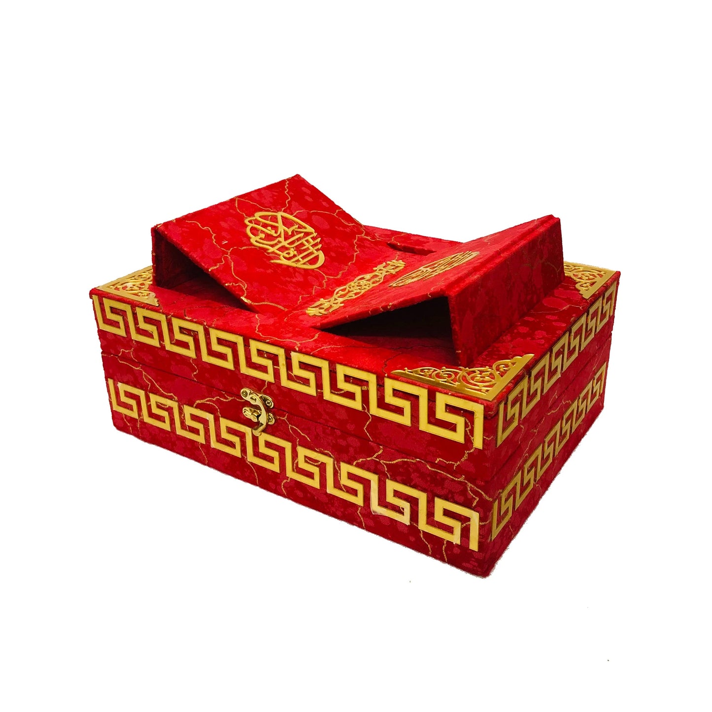 Premium Velvet Quran Box with Foldable Rehal | Elegant Holy Quran Gift Set