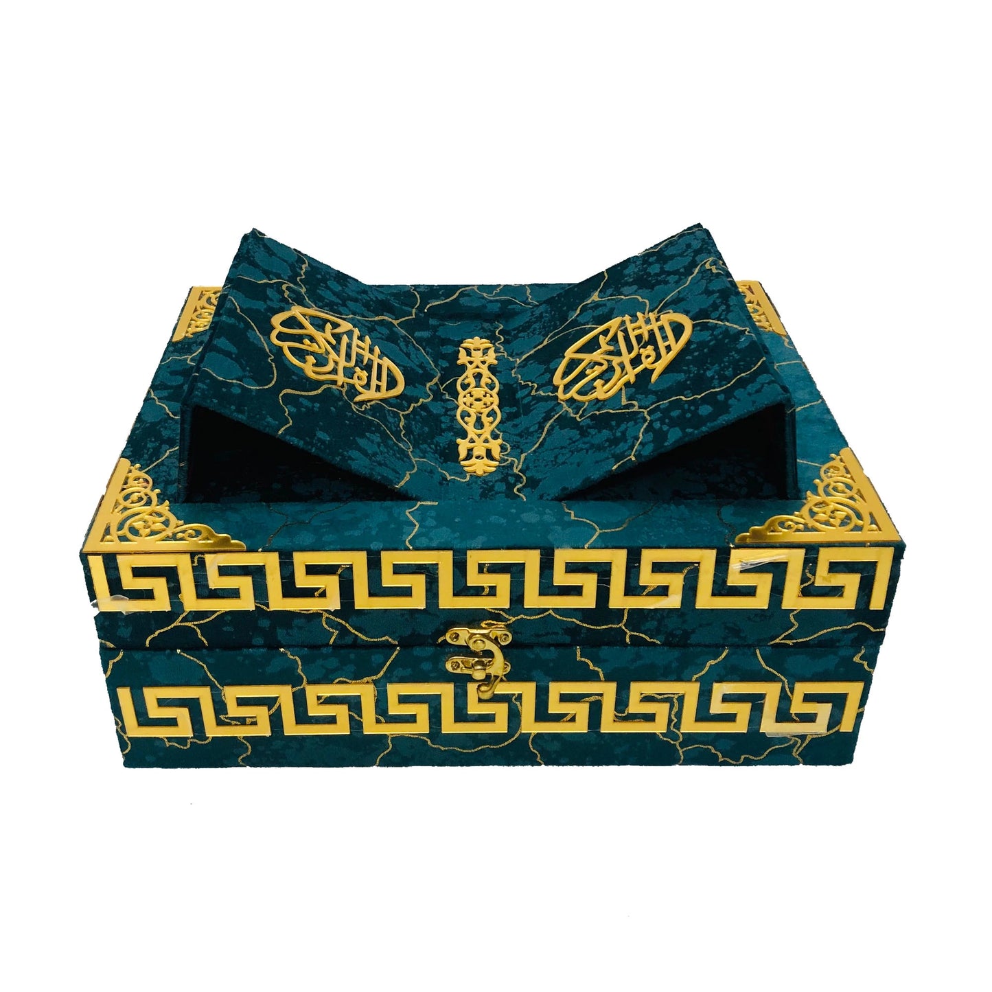 Premium Velvet Quran Box with Foldable Rehal | Elegant Holy Quran Gift Set