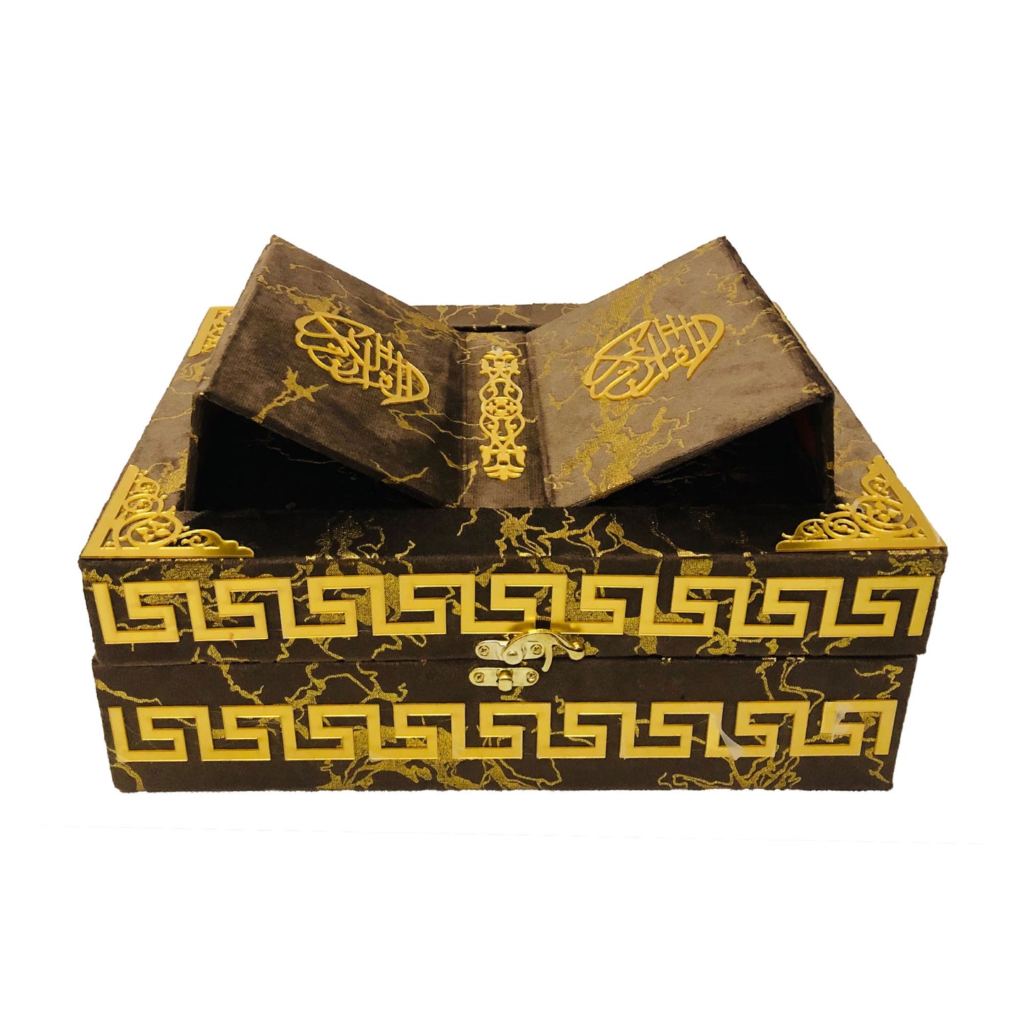 Premium Velvet Quran Box with Foldable Rehal | Elegant Holy Quran Gift Set