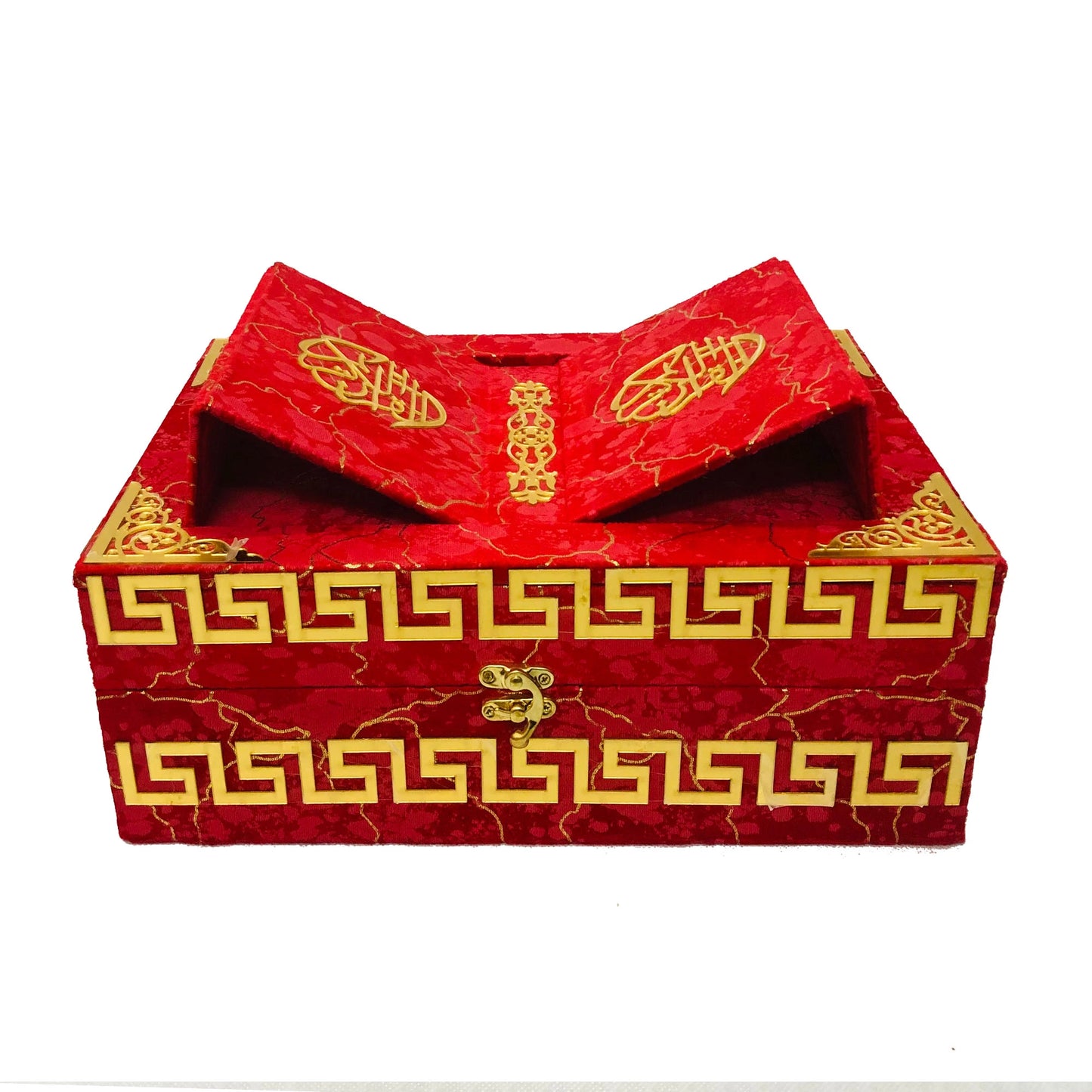 Premium Velvet Quran Box with Foldable Rehal | Elegant Holy Quran Gift Set