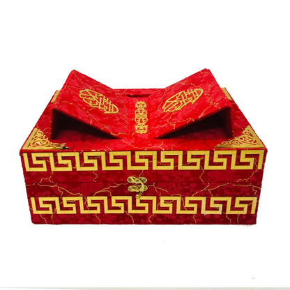 Premium Velvet Quran Box with Foldable Rehal | Elegant Holy Quran Gift Set