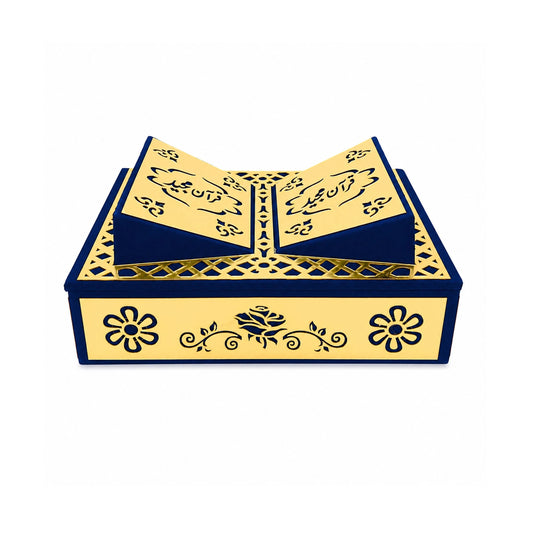 Premium Golden Quran Box with Fixed Rehal | Luxury Islamic Gift Set