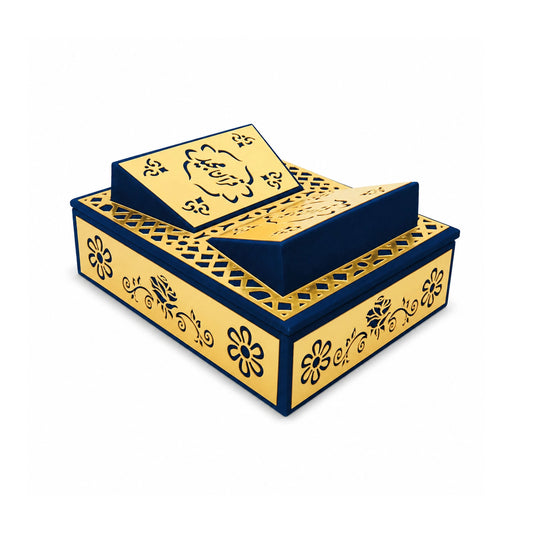 Premium Golden Quran Box with Fixed Rehal | Luxury Islamic Gift Set