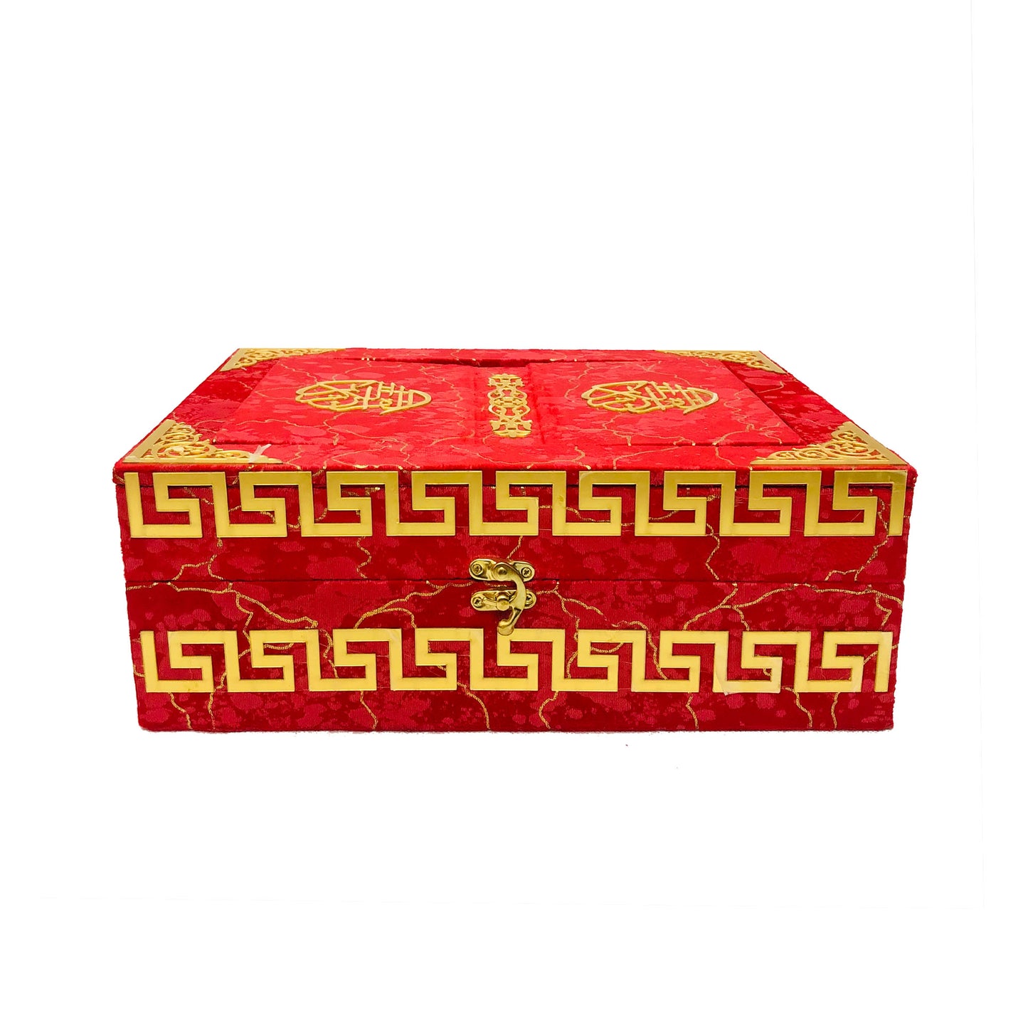 Premium velvet Quran box with foldable wooden rehal Islamic gift set07
