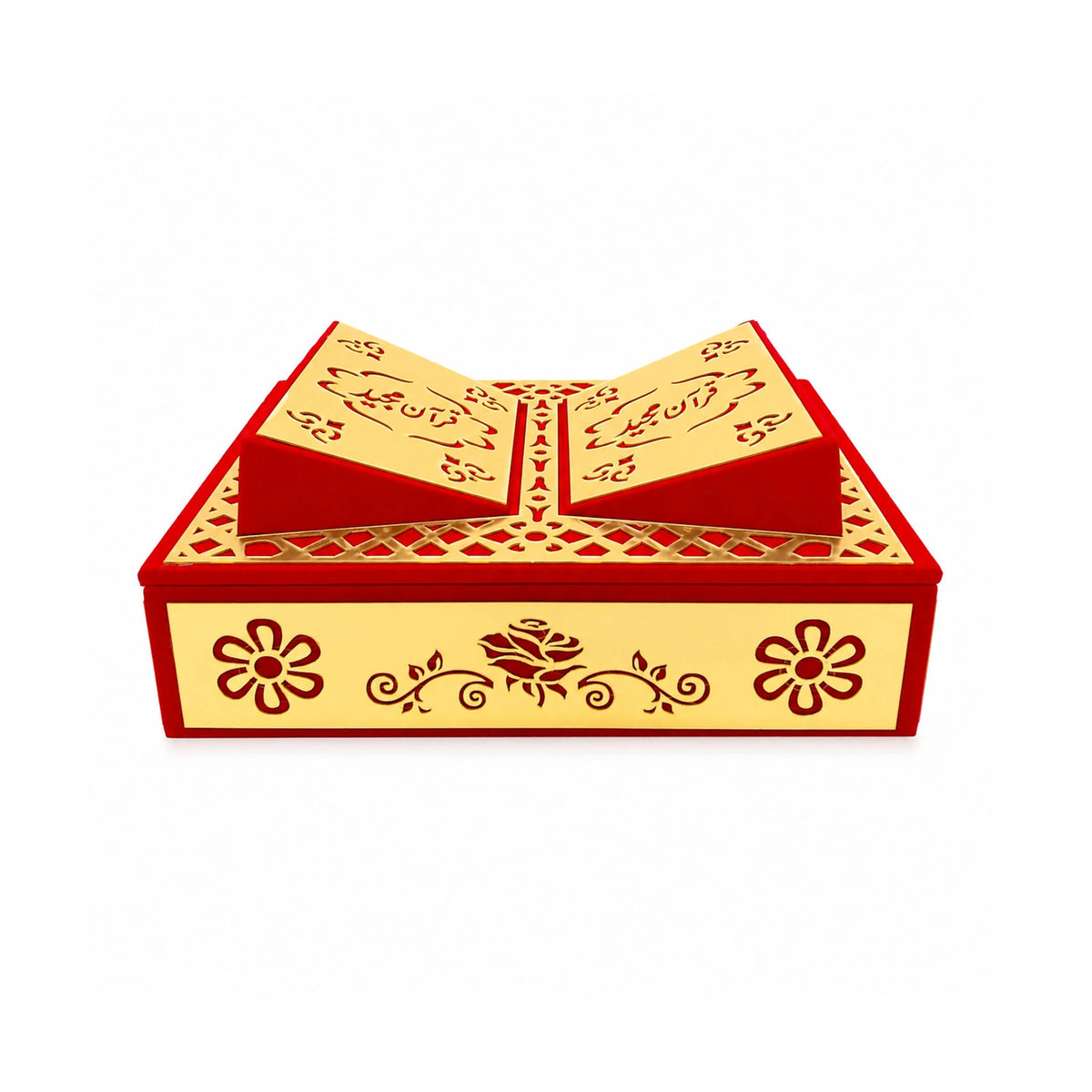 Premium Golden Quran Box with Fixed Rehal | Luxury Islamic Gift Set