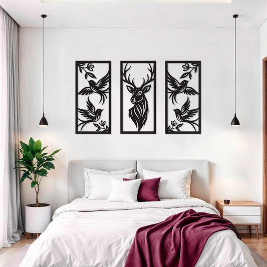 Woodland Majesty — 3-Panel MDF Wall Art Set